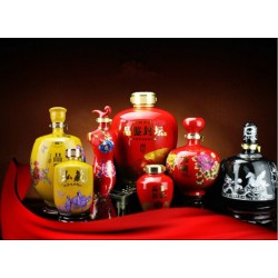 陜西太白瓷器酒瓶5斤裝定做，粉彩陶瓷酒瓶1斤裝批發(fā)